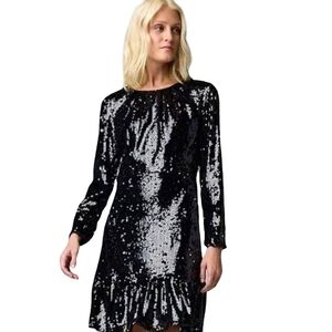 Simply Vera Vera Wang Sequin Black Long Sleeve Dress